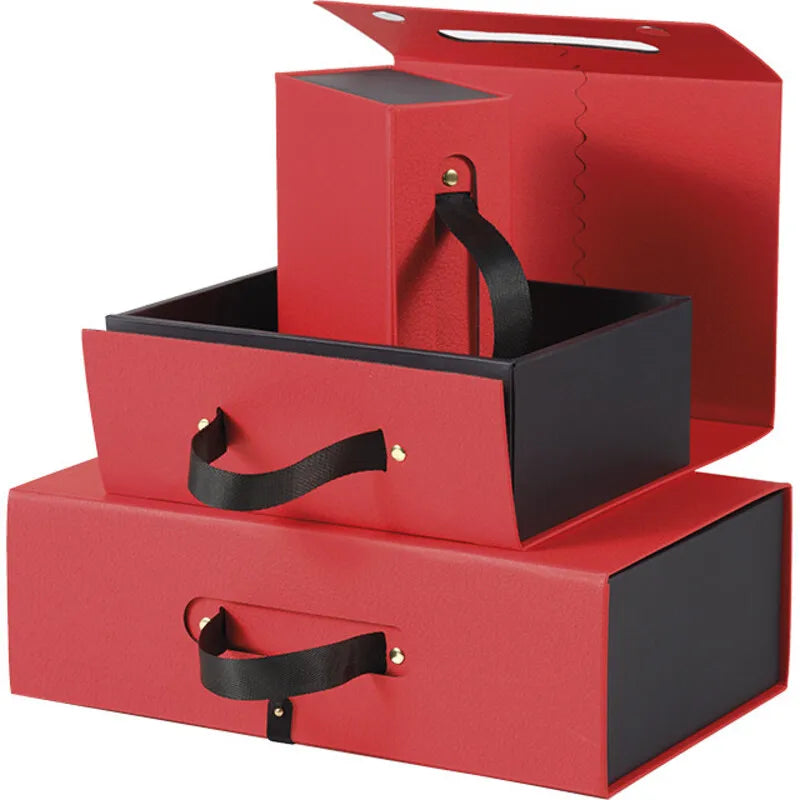 Pudełko Magnetyczne z Teksturą Czerwonego Papieru – 33,5x20x10,5 cm