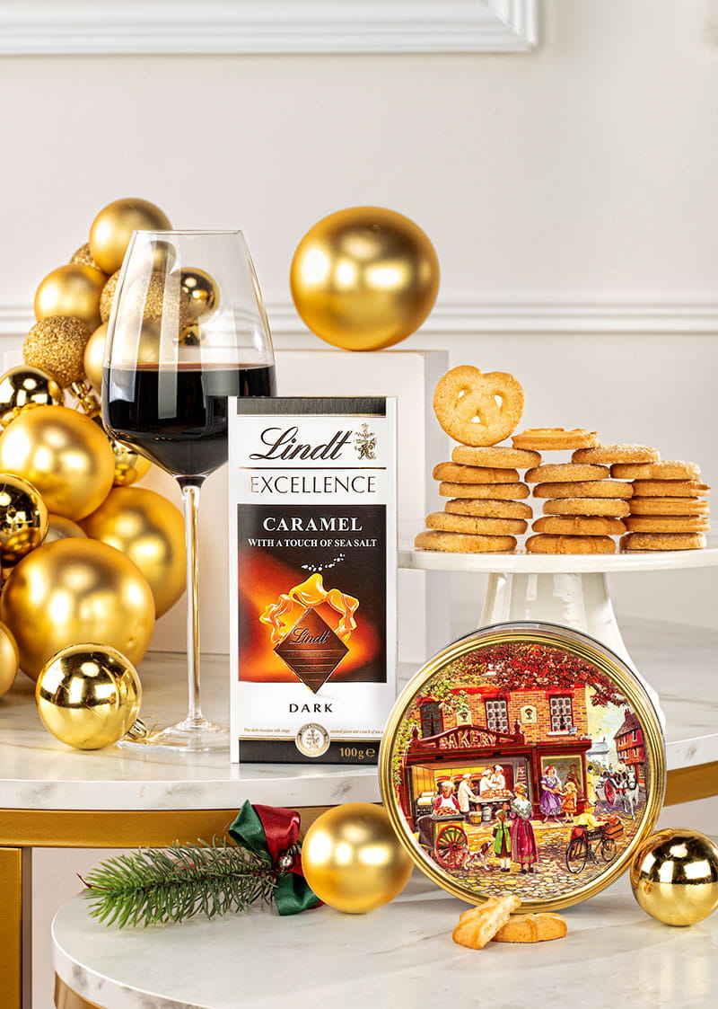 Ekskluzywny Zestaw Prezentowy z Winem Portugalskim i Pralinami Lindt – Świąteczny Upominek