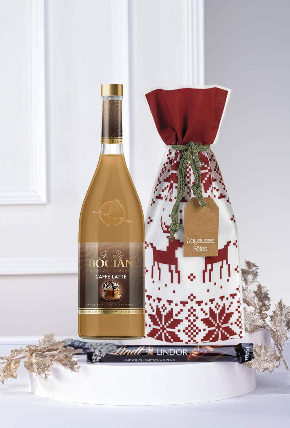 Świąteczny Zestaw Prezentowy z Likierem Biały Bocian | Prezent w Pudełku