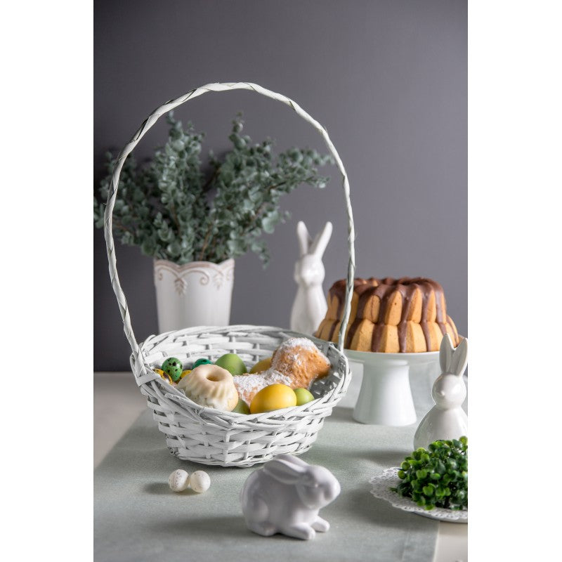 Elegancki Biały Koszyk Wiklinowy – Idealny Kosz Prezentowy na Upominki