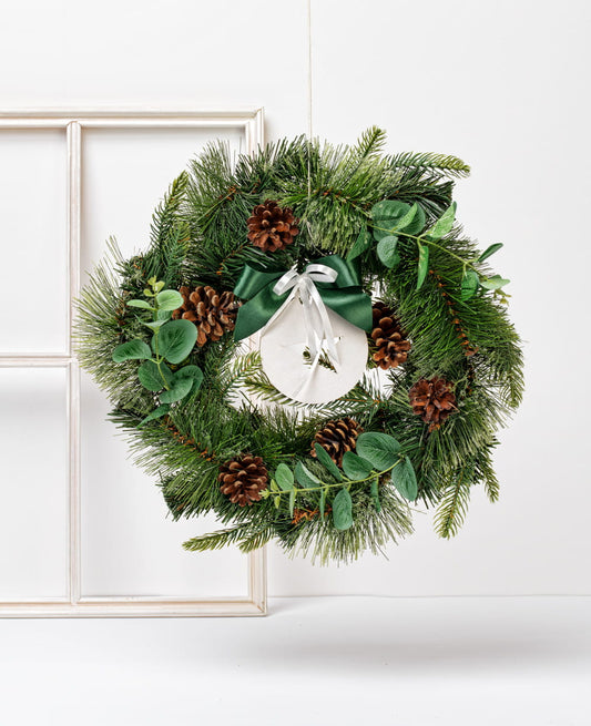 Ręcznie wykonany wianek świąteczny 40 cm, elegancka dekoracja bożonarodzeniowa wisząca na drzwiach.