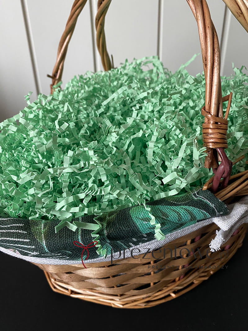 Żywy zielony ekologiczny wypełniacz papierowy 2 kg, sypki, do eleganckiego pakowania prezentów.