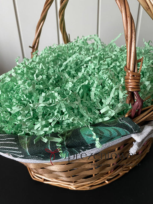 Żywy zielony ekologiczny wypełniacz papierowy 2 kg, sypki, do eleganckiego pakowania prezentów.