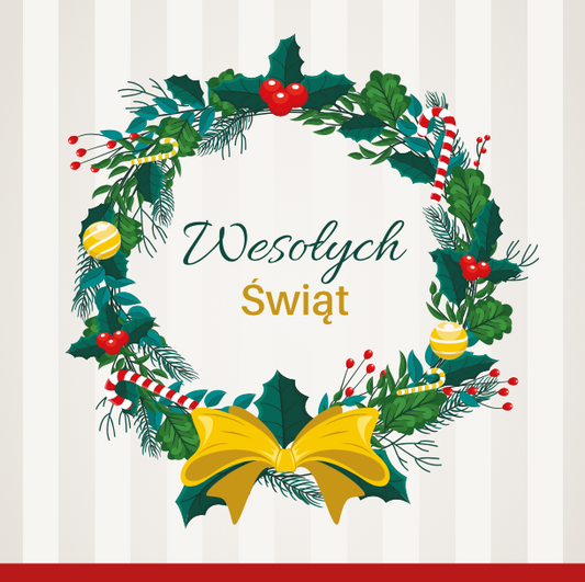 Elegancka kartka świąteczna 15x15 cm personalizowana, w komplecie z pasującą białą kopertą.