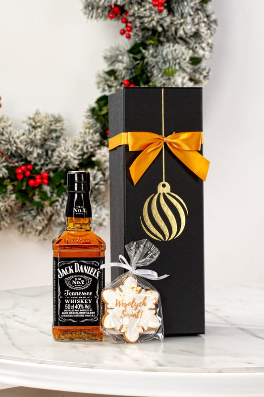 Ekskluzywny Zestaw Prezentowy z Whiskey Jack Daniel’s i Świątecznym Piernikiem – Idealny Upominek na Boże Narodzenie