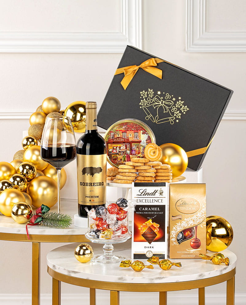Ekskluzywny Zestaw Prezentowy z Winem Portugalskim i Pralinami Lindt – Świąteczny Upominek