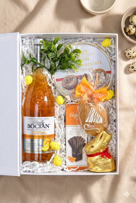 Elegancki Zestaw Prezentowy Wielkanocny z Likierem Biały Bocian – Prezent Biznesowy
