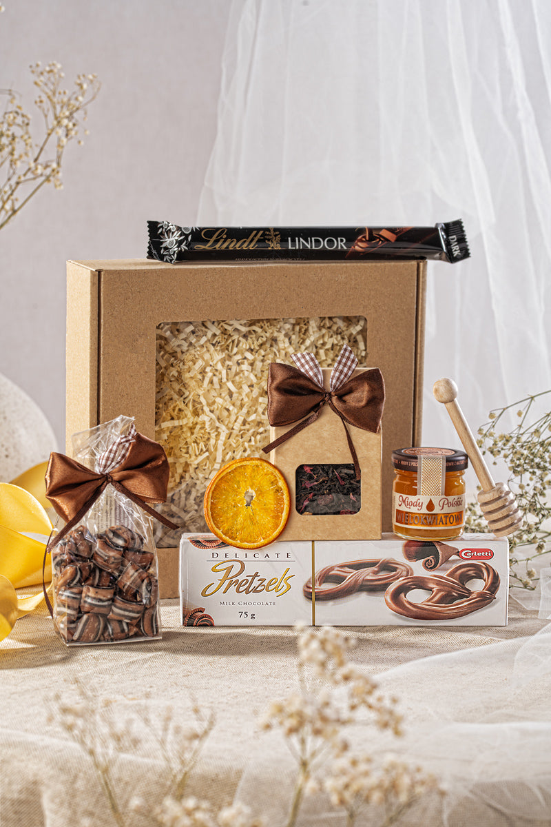 Elegancki Zestaw Prezentowy z Herbatą i Miodem w Pudełku z Okienkiem – Upominek dla Niej i dla Niego