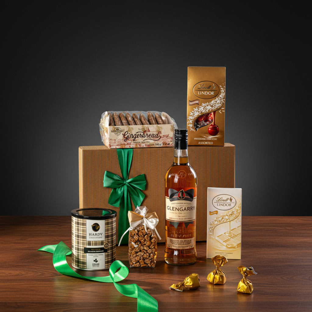 Ekskluzywny Kosz Prezentowy z Whisky Glengarry i Kawą Hardy – Elegancki Upominek
