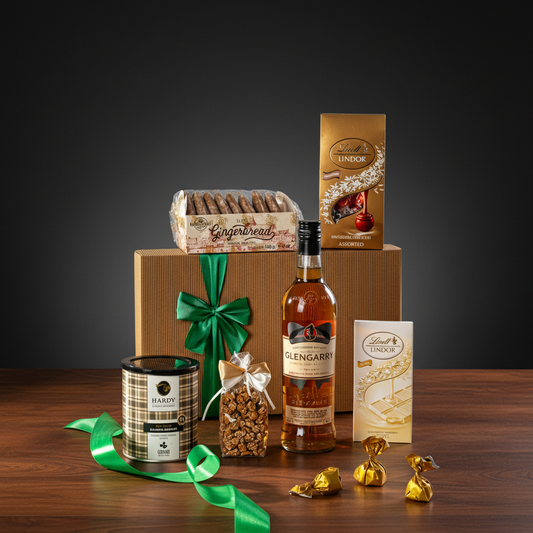 Ekskluzywny Kosz Prezentowy z Whisky Glengarry i Kawą Hardy – Elegancki Upominek