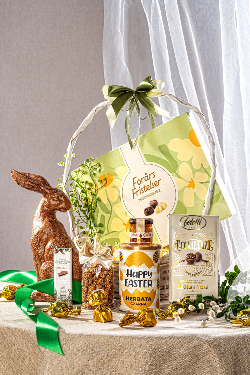 Kosz Prezentowy z Pralinami - Elegancki Upominek Wielkanocny