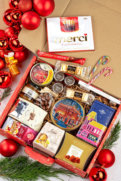 Luksusowy Zestaw Prezentowy dla Zespołu z Czekoladami, Truflami i Piernikami – Świąteczny Upominek