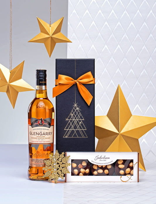 Luksusowy Zestaw Prezentowy z Whisky Glengarry Highland i Czekoladą – Elegancki Upominek Świąteczny