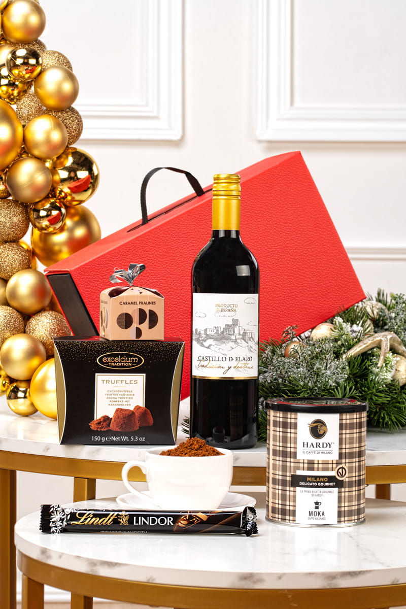 Luksusowy Zestaw Prezentowy z Winem Castillo De Elaro i Kawą Hardy Milano – Wyjątkowy Upominek
