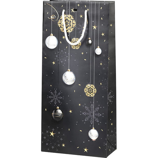 Torebka na 2 butelki czarne bombki SB235-2B