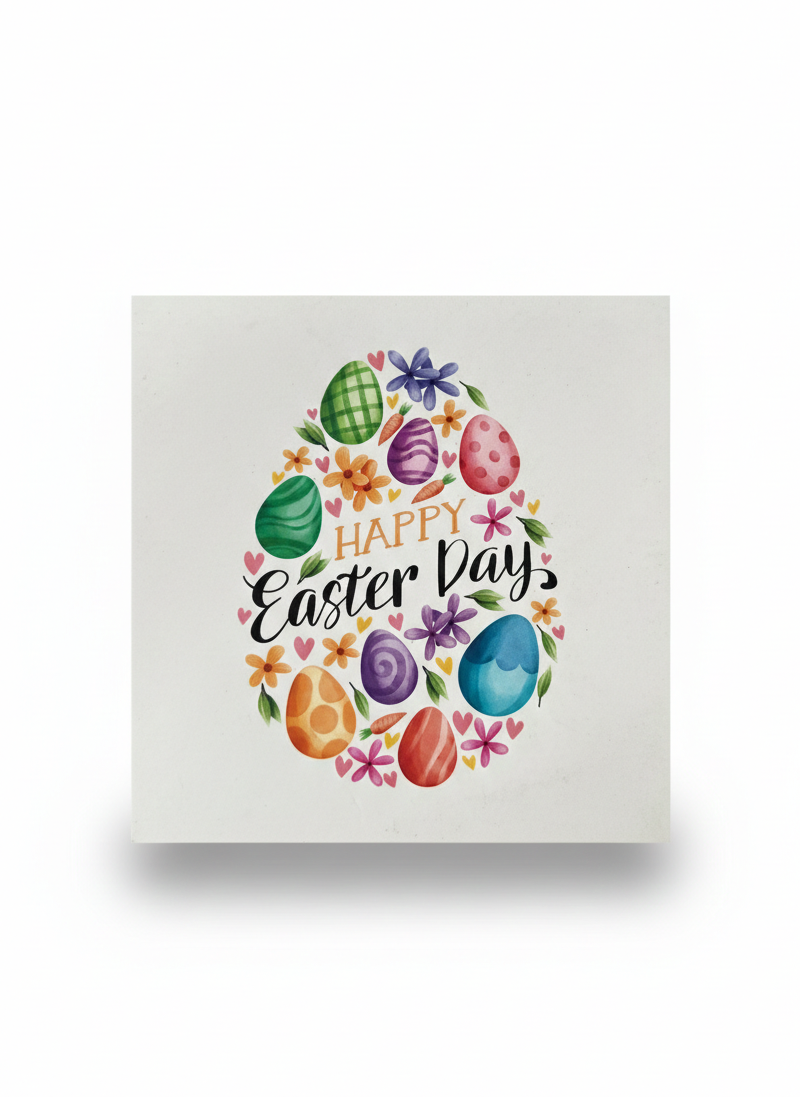 Wielkanocna Kartka z Życzeniami Happy Easter 15x15 cm – Personalizowany Dodatek do Prezentu