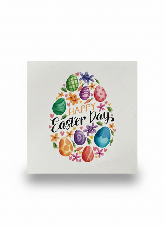 Wielkanocna Kartka z Życzeniami Happy Easter 15x15 cm – Personalizowany Dodatek do Prezentu
