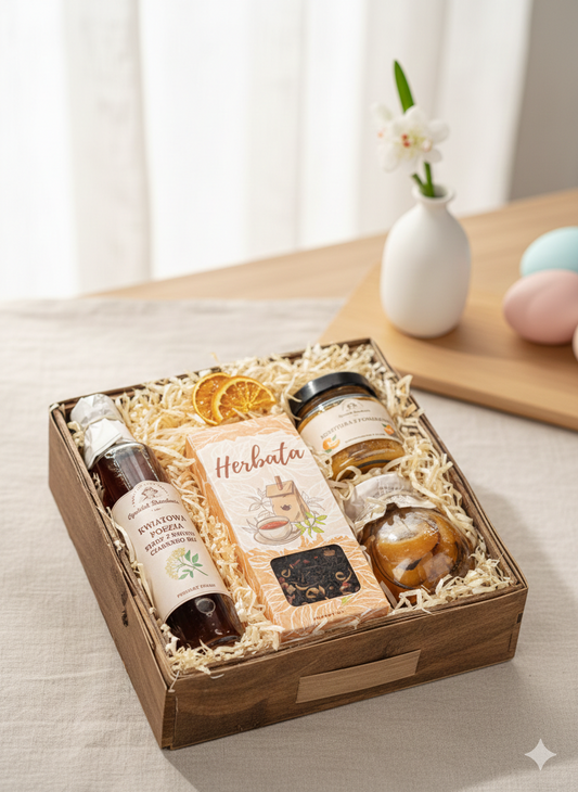 Wykwintny Kosz Prezentowy z Syropem Bzu i Cytrynkami Cynamonowymi – Na Luksusowy Upominek