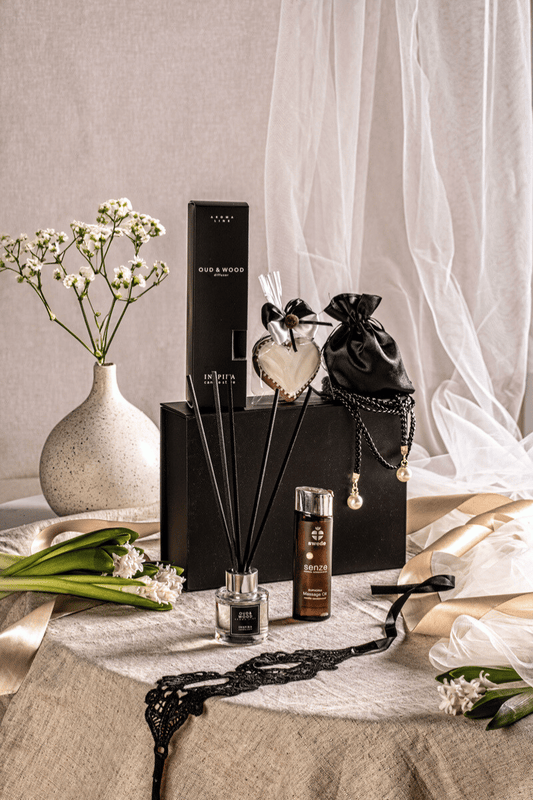 Zmysłowy Zestaw dla Par z Dyfuzorem Sandałowym i Olejkiem Waniliowym – Chwile Bliskości
