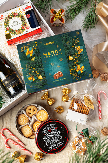 Ekskluzywny Kosz Prezentowy Świąteczny z Prosecco i Kawą Hardy – Idealny Upominek